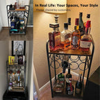 3-Tier Wine Rack Freestanding Floor Cabinet Corner Bar Cabinet Bar Cart,12 Individual Wine Storage Bottle Compartments Corner Bar Cabinet Holder (3-Tier Wine Rack 07)
