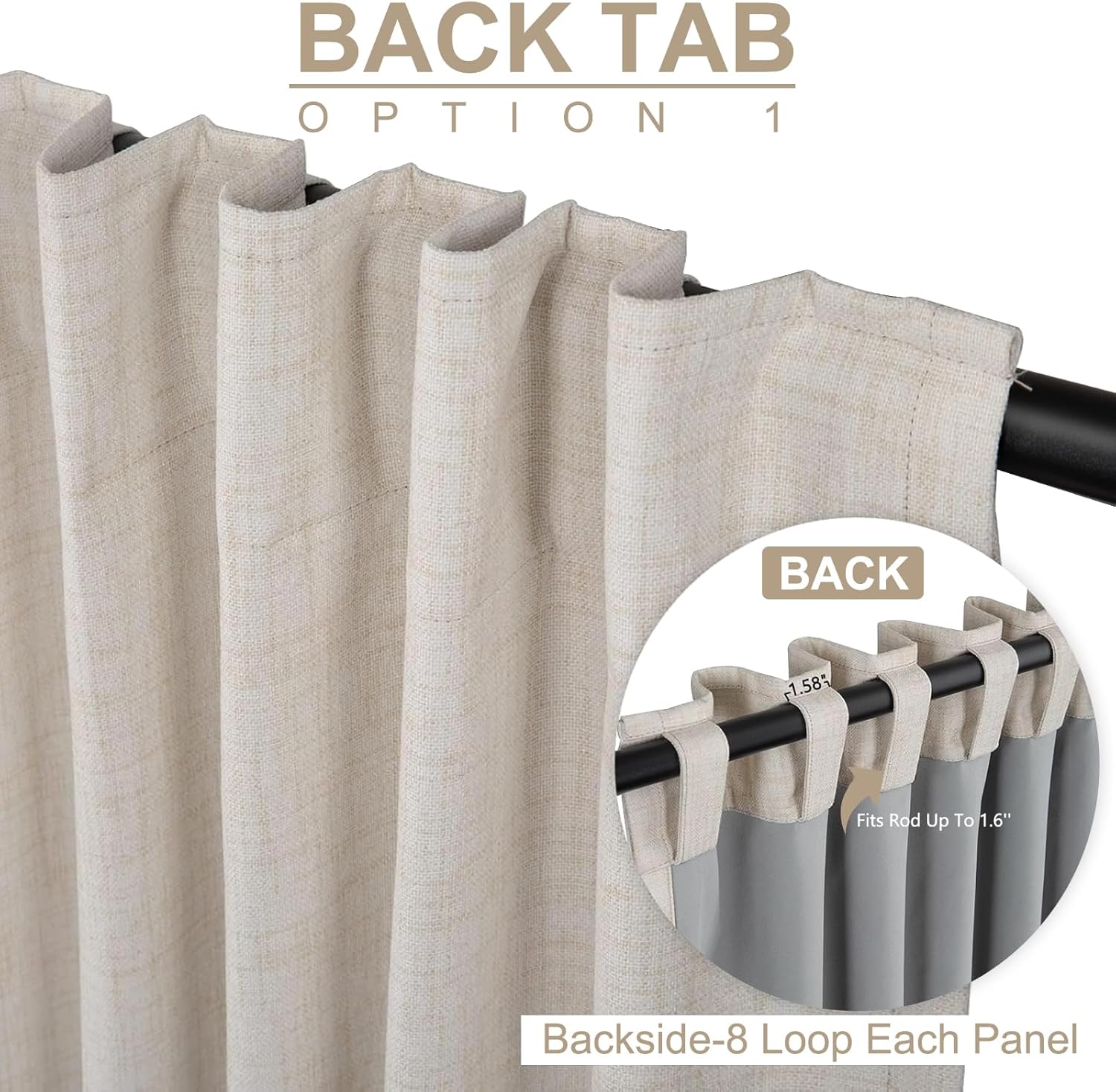 100% Blackout Shield Blackout Curtains for Bedroom 84 Inches Long, Back Tab/Rod Pocket Living Room Drapes, Thermal Insulated Blackout Curtains 2 Panels Set, 50" W x 84" L, Cream