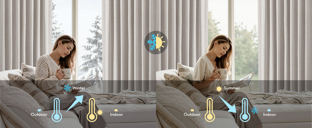 100% Blackout Linen Curtains for Bedroom, Ivory Solid Luxury Decor Thermal Insulation Room Darkening Drapes for Living Room Nursery Back Tab Rod Pocket 42 x 84 Inches, 2 Panels