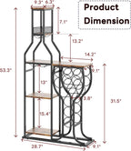 HavenlyYouth Liquor Cabinet for Home Bar, 5-Tier Wine Rack Freestanding Floor with Wine Glass Holder, Mini Bar Stand with 11 Wine Bottles, Bar Table with Storage for Living Room, Kitchen