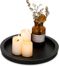 Candle Plate Holder Tray: Round White Wood Decorative Tray Decor - Rustic Farmhouse CoffeeTable Decor - Tealight Pillar Trays for Home Decor