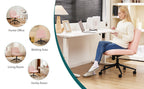 Criss Cross Chair with Wheels Wide Cross Legged Office Desk Vanity Chair Comfy Fabric Armless Adjustable Swivel for Home Computer Task Teddy Pink