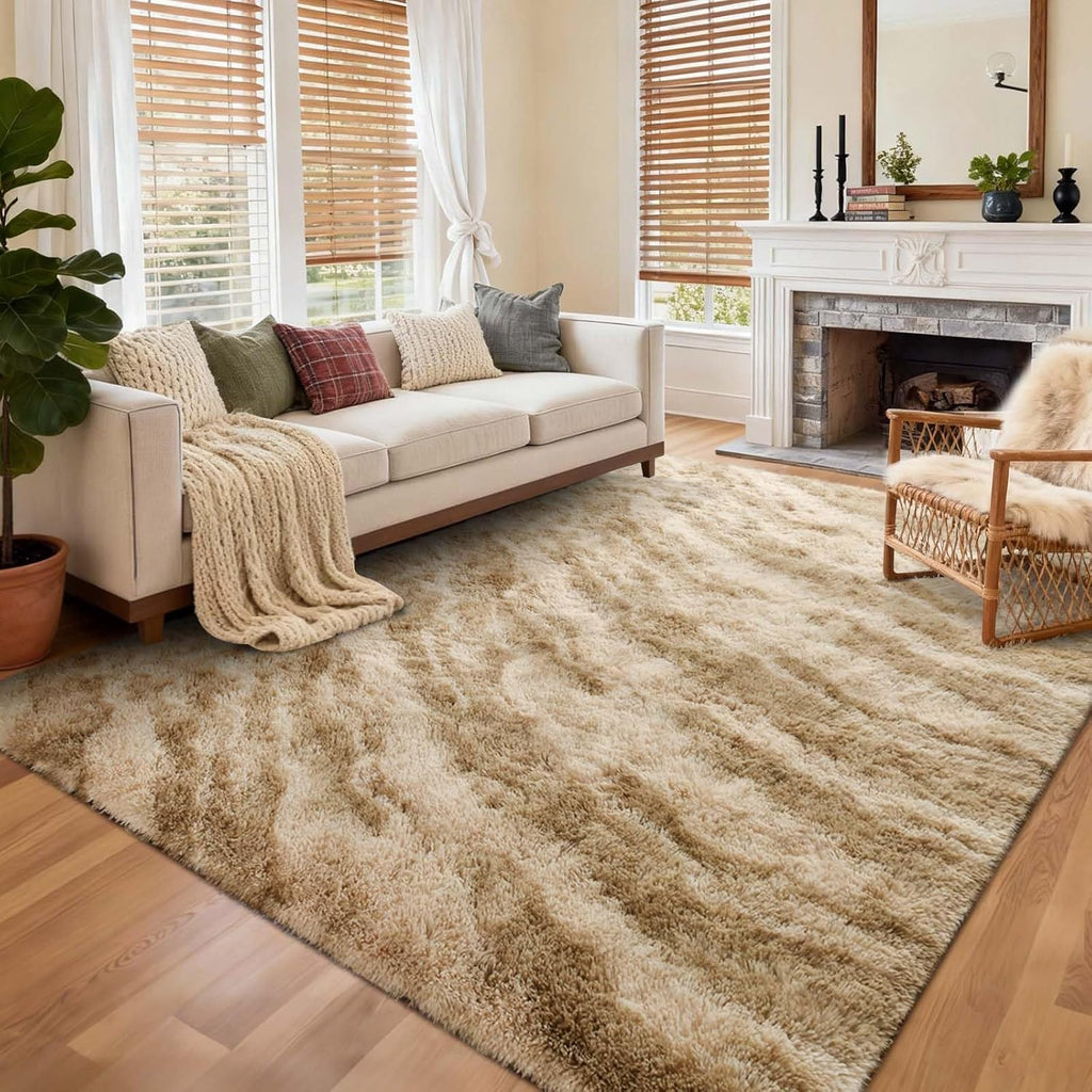6x9 Ft Large Shag Rugs for Living Room, Tie-Dyed Ultra Soft Fluffy Furry Area Rugs for Bedroom Indoor Floor, Aesthetic Carpet for Kids Home Decor (Dark Grey)
