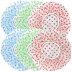 6 Pieces Waterproof EVA Plastic Shower Cap,Elastic Reusable Bathing Cap,Beauty Salon Spa Lace Elastic Band Flower Printed Hat Environmental Protection Hair Bath Caps