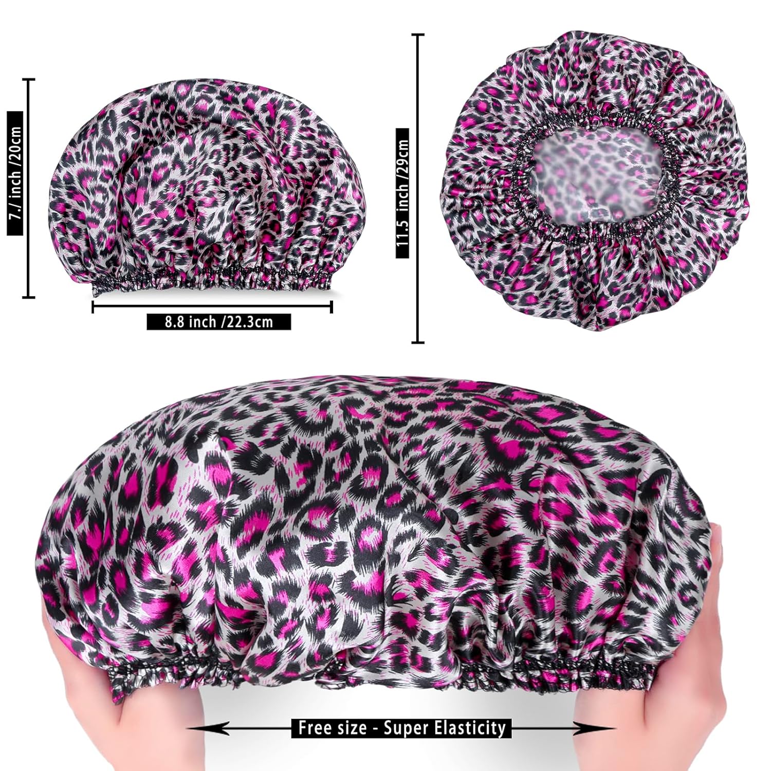 4 PCS Shower Caps for Women, Elastic and Reusable Bath Caps, Double Waterproof Layers Shower Cap, Bathing Shower Caps, Environmental Protection Hair Bath Hat - Printed Color