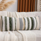 Grey Throw Pillow Covers 18x18 Set of 2 Boho Stripe Pillow Covers Tufted Decorative Pillow Case Accent Pillowcase Farmhouse Cushion Case Nuetral Textured Pillow Cover Spring Home Decor