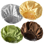 4 PCS Shower Caps for Women, Elastic and Reusable Bath Caps, Double Waterproof Layers Shower Cap, Bathing Shower Caps, Environmental Protection Hair Bath Hat - Printed Color