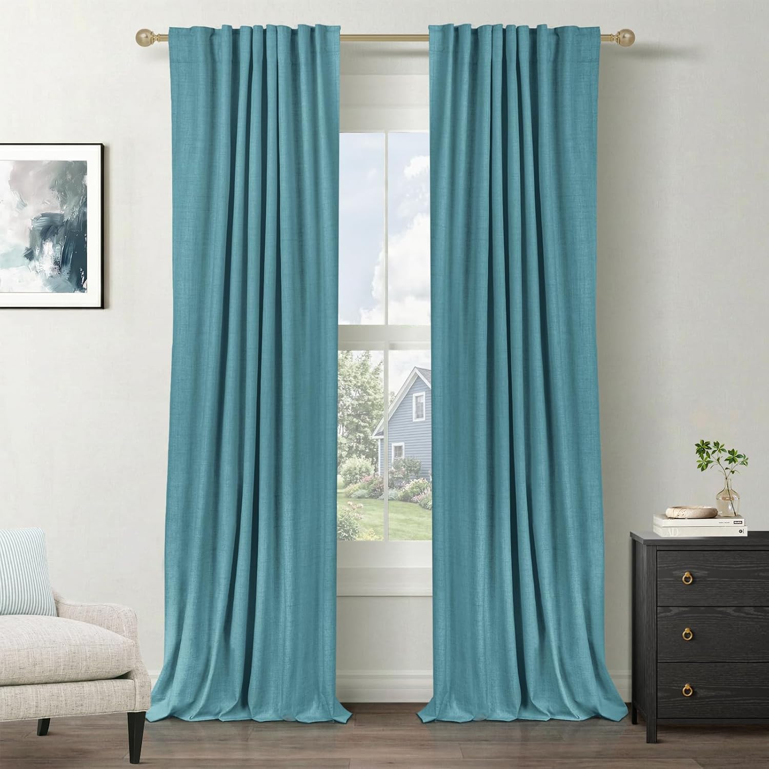 100% Blackout Shield Blackout Curtains for Bedroom 84 Inches Long, Back Tab/Rod Pocket Living Room Drapes, Thermal Insulated Blackout Curtains 2 Panels Set, 50" W x 84" L, Cream