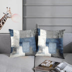 Emvency Set of 2 Throw Pillow Covers Modern Abstract Painting Blue White and Gray Decorative Sofa Pillow Cases Home Decor Standard Square 18x18 Inches Pillowcases