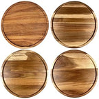 11.5 Inches Candle Holder Tray Home Decor, Round Wood Tray for Coffee Table, Small Wooden Serving Decorative Trays for Home