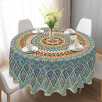 Bohemia Round Tablecloth,Tablecloth Waterproof and Wrinkle-Free, Boho Table Covers, Summer Decorations for Home 60inch