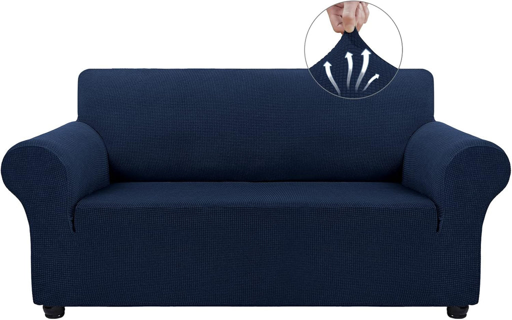 Couch Covers for 3 Cushion Couch Sofa Pet Friendly, 3 Seater Sofa Cover Washable Slipcovers Protector Furniture Covers for Dogs Spandex Jacquard Fabric Small Checks（Large，Black）