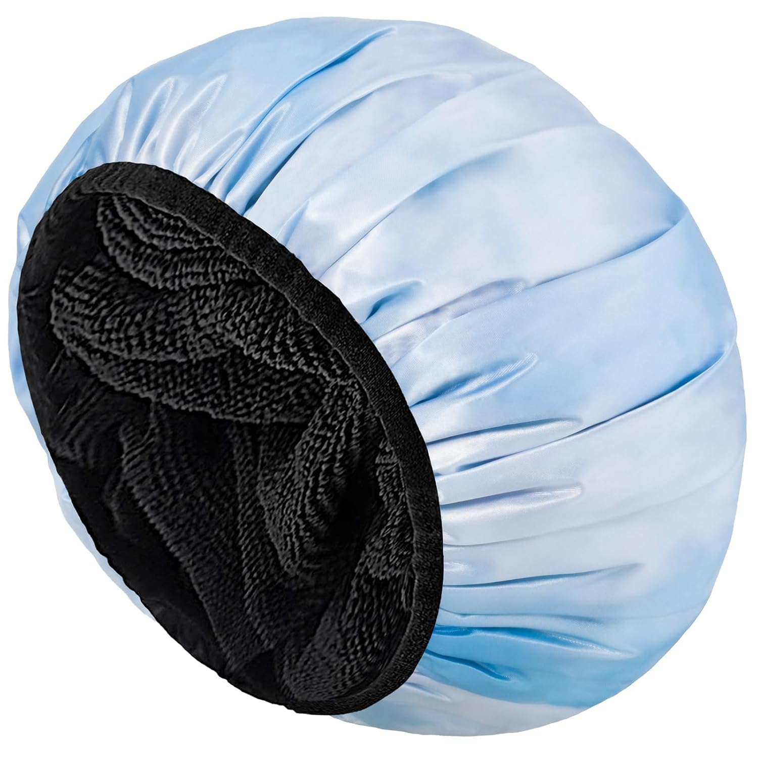 Shower Cap,Terry Lined Shower Cap for Women Reusable, Triple Layer Waterproof Bath Cap, Extra Large for Women Long Hair(Black)