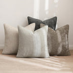 Pack of 4 Couch Throw Pillow Covers 18x18 Inch Neutral Soft Decorative Chenille Pillow Covers Farmhouse Boho Cushion Covers for Mid Century Modern Spring Home Decor Sofa Bedroom Living Room