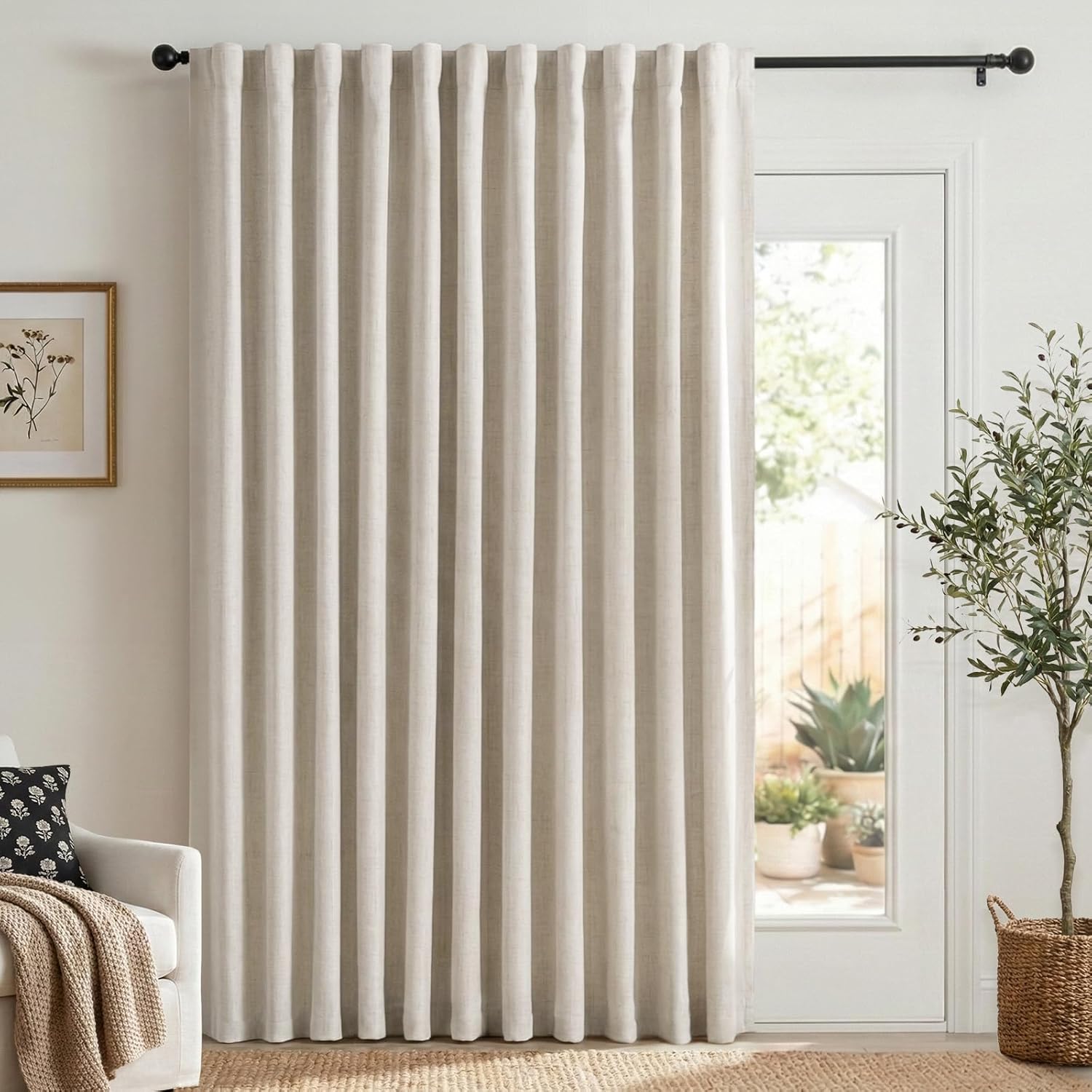 100% Blackout Shield Blackout Curtains for Bedroom 84 Inches Long, Back Tab/Rod Pocket Living Room Drapes, Thermal Insulated Blackout Curtains 2 Panels Set, 50" W x 84" L, Cream
