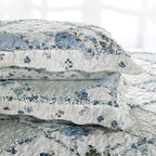 Blue Floral Patchwork Quilt Set, Full Queen Size, 3 Piece Bedding Set with 2 Pillowcases | Blue Patchwork Quilt, Queen Size Bedspread, Reversible Quilt Set, Floral Quilt Set, Patchwork Quilt Set, Queen Comforter Set