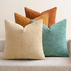 MIULEE Pack of 4 Couch Throw Pillow Covers 18x18 Inch Neutral Soft Decorative Chenille Pillow Covers Farmhouse Boho Cushion Covers for Mid Century Modern Spring Home Decor Sofa Bedroom Living Room