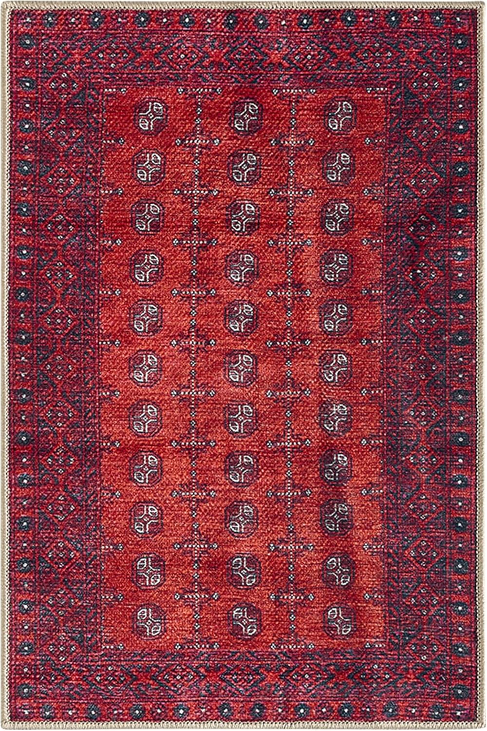 2x3 Rug - Machine Washable Entry Rug with Non-Slip Backing, Ideal for Enteryway, Kitchen, Bathroom, Laundry Room - Vintage, Easy Clean, Durable, Low Pile Rug - (2' x 3')