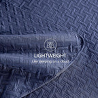 Quilts Queen Size - Ultra Soft Navy Blue Quilt Lightweight Microfiber Bedspreads, Classic Basket Weave Pattern Bedspread Bed Coverlet 3 Pieces for All-Season (1 Quilt, 2 Pillow Shams) | Breathable material, Easy care