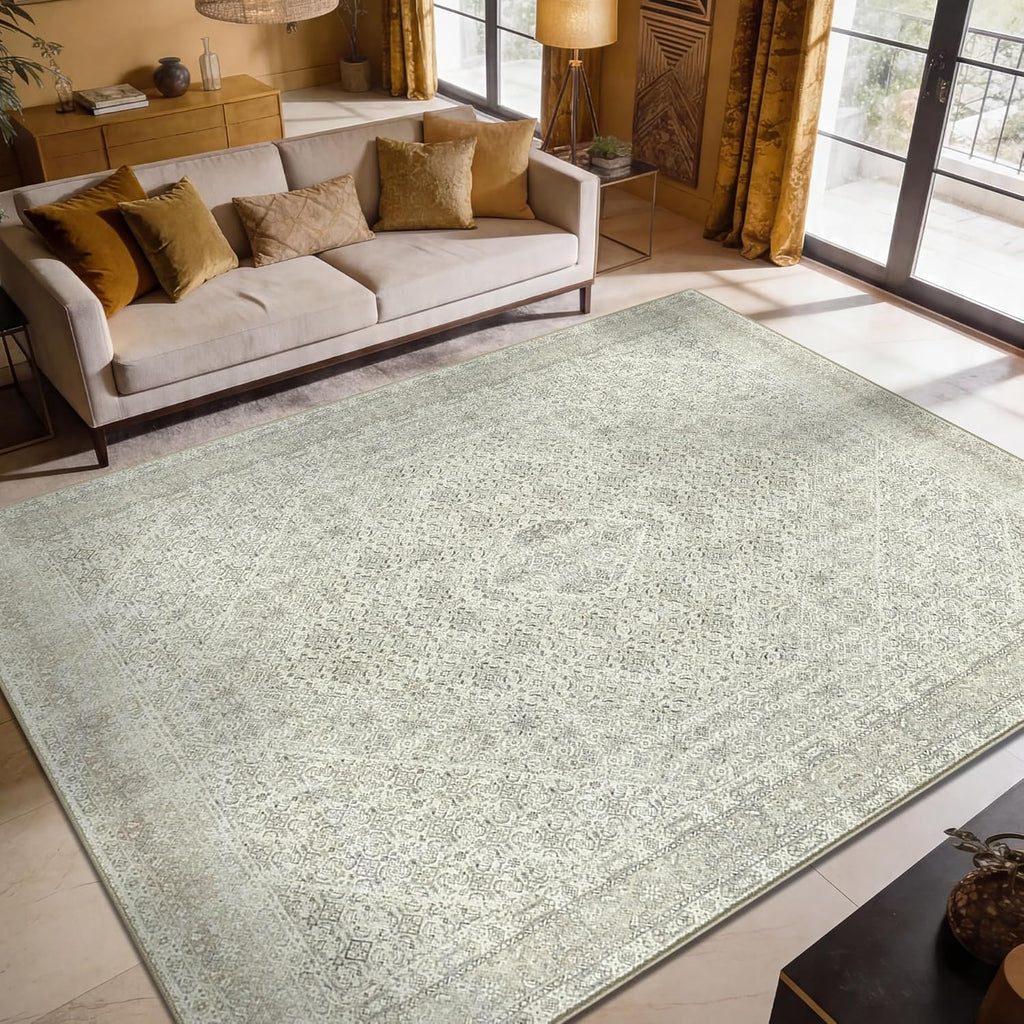 2x3 Rug - Machine Washable Entry Rug with Non-Slip Backing, Ideal for Enteryway, Kitchen, Bathroom, Laundry Room - Vintage, Easy Clean, Durable, Low Pile Rug - (2' x 3')