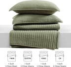 Queen Quilt-3 Pieces Lightweight Bedspreads Olive Green Queen Size Quilt Bedding Set for All Seasons, Soft Summer Coverlet with 2 Pillow Shams Suitable for Bed & Couch