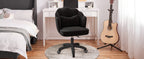 Chair with Bow Cushion Velvet Vanity Chair with Wheels, Upholstered Home Office Chair for Girls Women, Mid-Back Swivel Computer Task Chairs for Living Room Bedroom