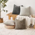 Pack of 4 Couch Throw Pillow Covers 18x18 Inch Neutral Soft Decorative Chenille Pillow Covers Farmhouse Boho Cushion Covers for Mid Century Modern Spring Home Decor Sofa Bedroom Living Room