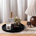 Round Bathroom Tray Silicone Kitchen Counter Decor Vanity Organizer Decorative Coffee Table Tray for Perfume, Candle, Soap Dish, 9 Inch, Black