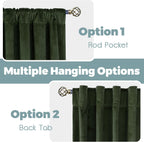 Green Velvet Curtains 84 Inch Length, Thermal Insulated Blackout Curtains Room Darkening Drapes with Back Tab and Rod Pocket for Living Room/French Door, Set of 2 Panels, 52 x 84 Inch