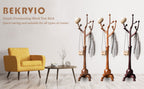 Coat Rack Freestanding Wood Coat Tree Rack with 8 Hooks, Creative Design Tree Branch-look, Standing Coat Rack Clothes Hanger Stand with Stury Base for Entryway, Hallway, Bedroom - Load 160lb (Walnut)