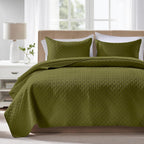 Quilts Queen Size - Ultra Soft Navy Blue Quilt Lightweight Microfiber Bedspreads, Classic Basket Weave Pattern Bedspread Bed Coverlet 3 Pieces for All-Season (1 Quilt, 2 Pillow Shams) | Breathable material, Easy care