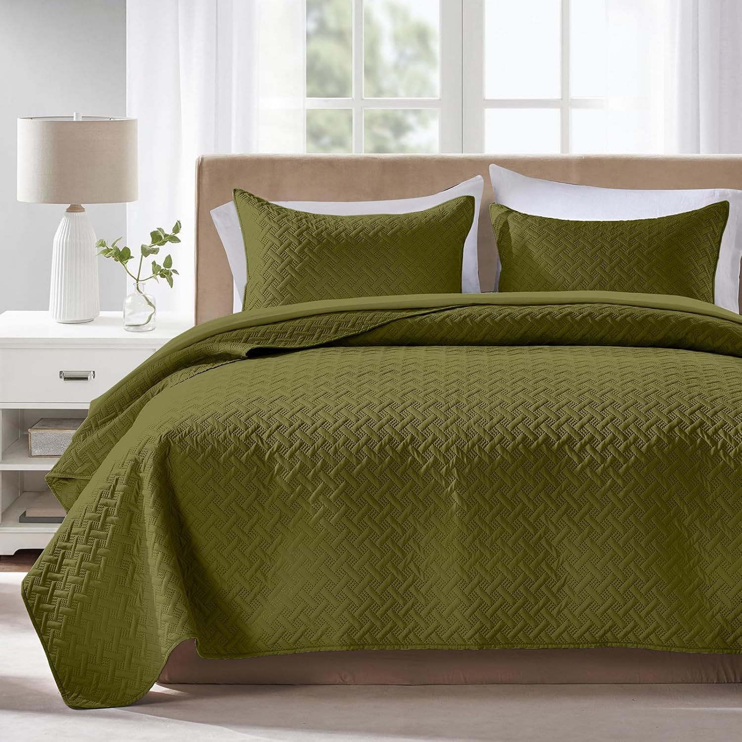 Quilts Queen Size - Ultra Soft Navy Blue Quilt Lightweight Microfiber Bedspreads, Classic Basket Weave Pattern Bedspread Bed Coverlet 3 Pieces for All-Season (1 Quilt, 2 Pillow Shams) | Breathable material, Easy care