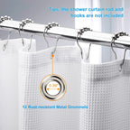 White Shower Curtain Fabric, Waffle Shower Curtains for Bathroom, Cloth Shower Curtain Heavy Duty, Thick Bathroom Shower Curtains Hotel Quality, Premium Polyester, 72x72 Inches