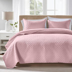 Quilts Queen Size - Ultra Soft Navy Blue Quilt Lightweight Microfiber Bedspreads, Classic Basket Weave Pattern Bedspread Bed Coverlet 3 Pieces for All-Season (1 Quilt, 2 Pillow Shams) | Breathable material, Easy care