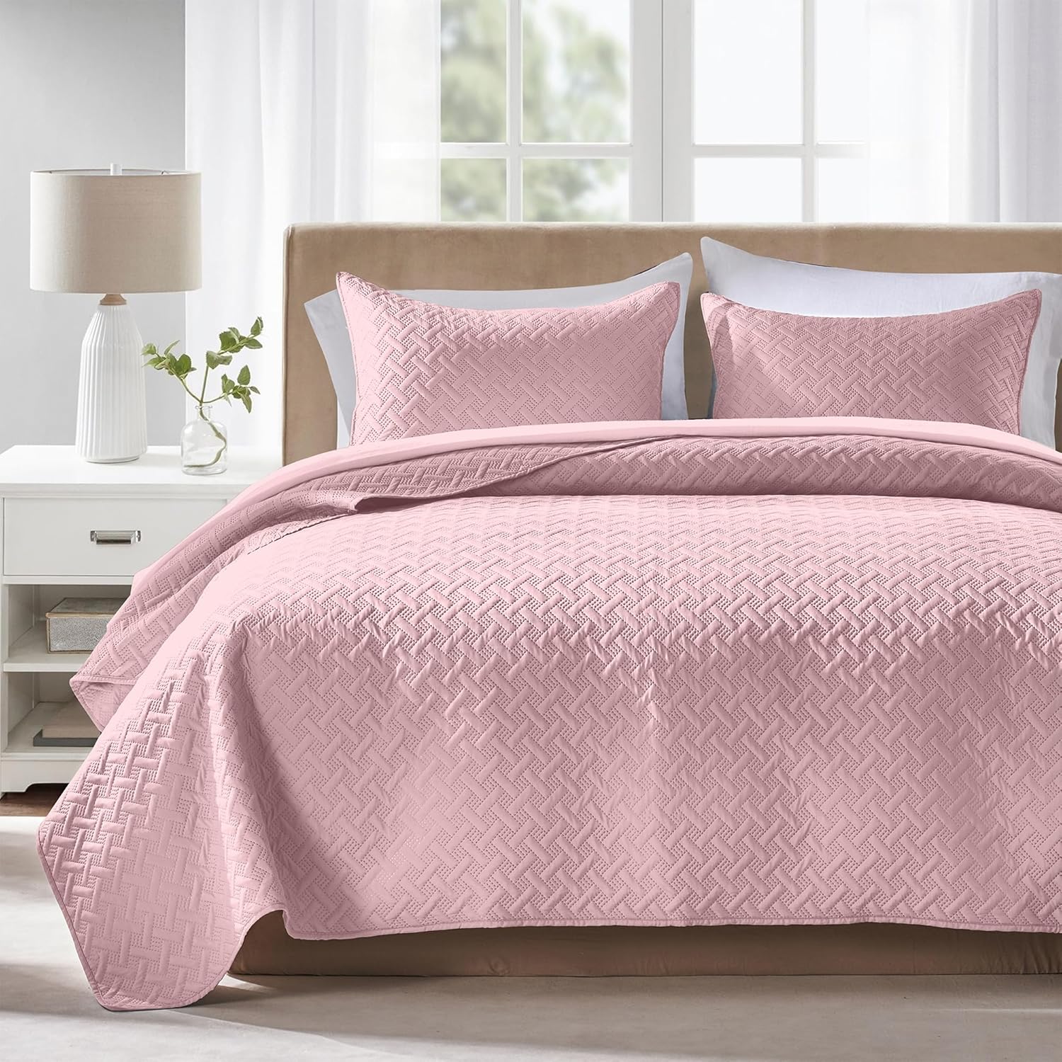 Quilts Queen Size - Ultra Soft Navy Blue Quilt Lightweight Microfiber Bedspreads, Classic Basket Weave Pattern Bedspread Bed Coverlet 3 Pieces for All-Season (1 Quilt, 2 Pillow Shams) | Breathable material, Easy care