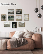 Framed Canvas Wall Art, Meadow with Flowers Painting, Landscape for Living Room, Bedroom, Home, Bathroom Decor, 8x10