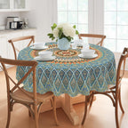 Bohemia Round Tablecloth,Tablecloth Waterproof and Wrinkle-Free, Boho Table Covers, Summer Decorations for Home 60inch