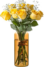 Glass Cylinder Vases, Bud Vase for Centerpieces, 8 Inch Tall Ribbed Vase Hurricane Floating Candle Holder, Decorative Flower Vases for Wedding Reception, Home Decor, Housewarming Gift (Clear)