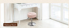 Adjustable Vanity Stool, 360 Swivel Chair for Makeup Room, White Faux Leather Stool for Bathroom & Living Room