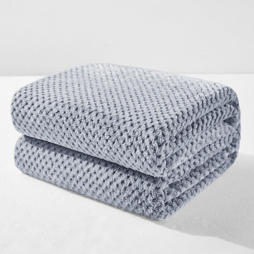 Fleece Throw Blanket Extra Large, Super Soft and Warm Blankets for Couch, Sofa and Bed Waffle Textured, Cozy, Fuzzy and Lightweight (Slate Blue, 50x70 Inches)