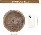 Candle Plate Holder Tray: Round Wood Decorative Candle Plate - Rustic Farmhouse CoffeeTable Decor - Tealight Pillar Trays for Home Decor (Distressed)