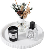 Round Bathroom Tray Silicone Kitchen Counter Decor Vanity Organizer Decorative Coffee Table Tray for Perfume, Candle, Soap Dish, 9 Inch, Black