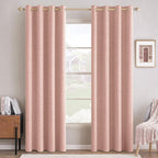 100% Blackout Linen Textured Curtains for Bedroom Solid Thermal Insulated Natural Beige Grommet Room Darkening Curtains & Drapes Luxury Decor for Living Room Nursery 52 x 84 Inch (2 Panels)