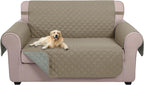Reversible Sofa Cover Washable Couch Cover for Dogs Friendly with Elastic Straps Water Repellent Furniture Protector for 3 Cushion Couch (Sofa, Coffee/Beige)