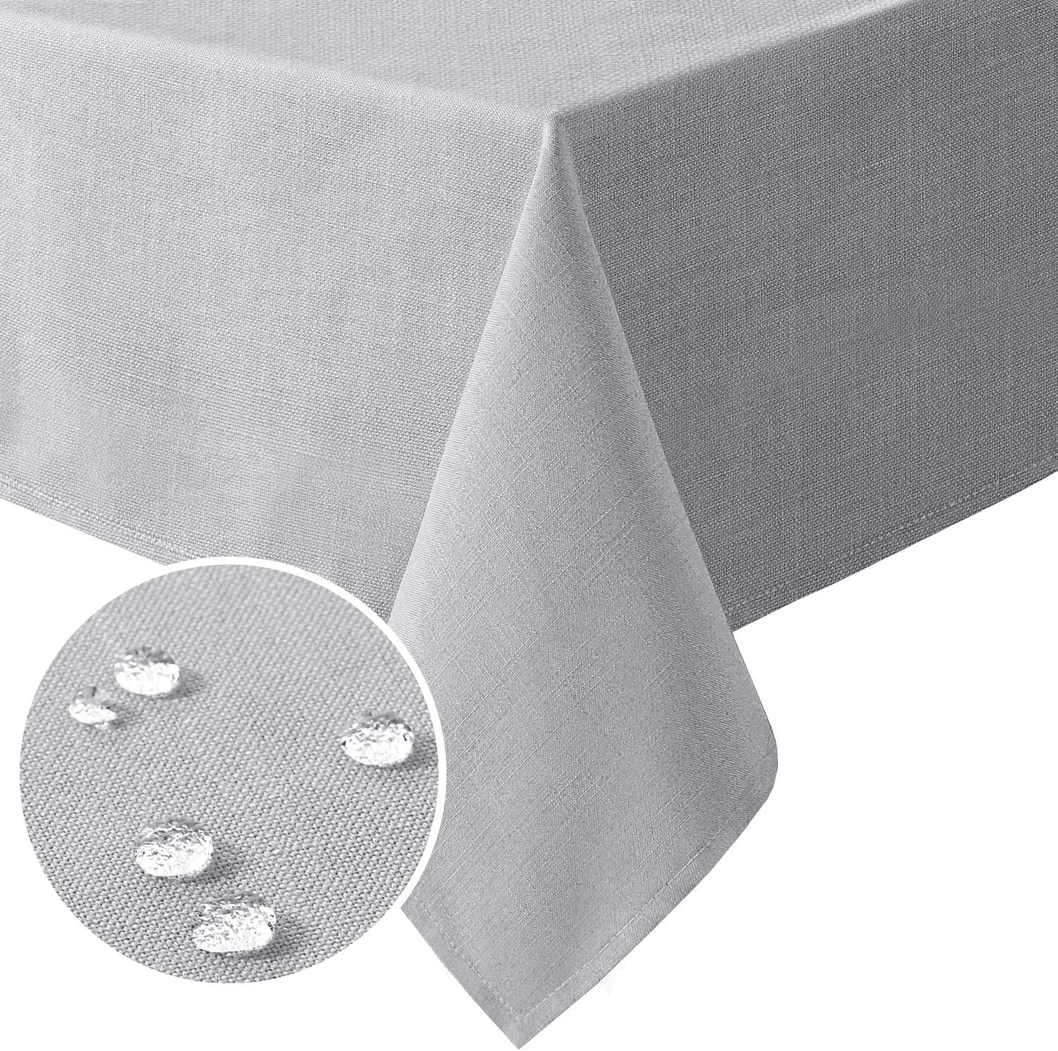 Linen Textured Table Cloths 60 x 120 Inch Premium Solid Tablecloth Spill-Proof Waterproof Table Cover for Dining Buffet Feature Extra Soft and Thick Fabric Wrinkle Free, Taupe