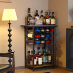 3-Tier Wine Rack Freestanding Floor Cabinet Corner Bar Cabinet Bar Cart,12 Individual Wine Storage Bottle Compartments Corner Bar Cabinet Holder (3-Tier Wine Rack 07)