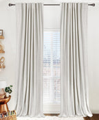 100% Blackout Shield Blackout Curtains for Bedroom 84 Inches Long, Back Tab/Rod Pocket Living Room Drapes, Thermal Insulated Blackout Curtains 2 Panels Set, 50" W x 84" L, Cream