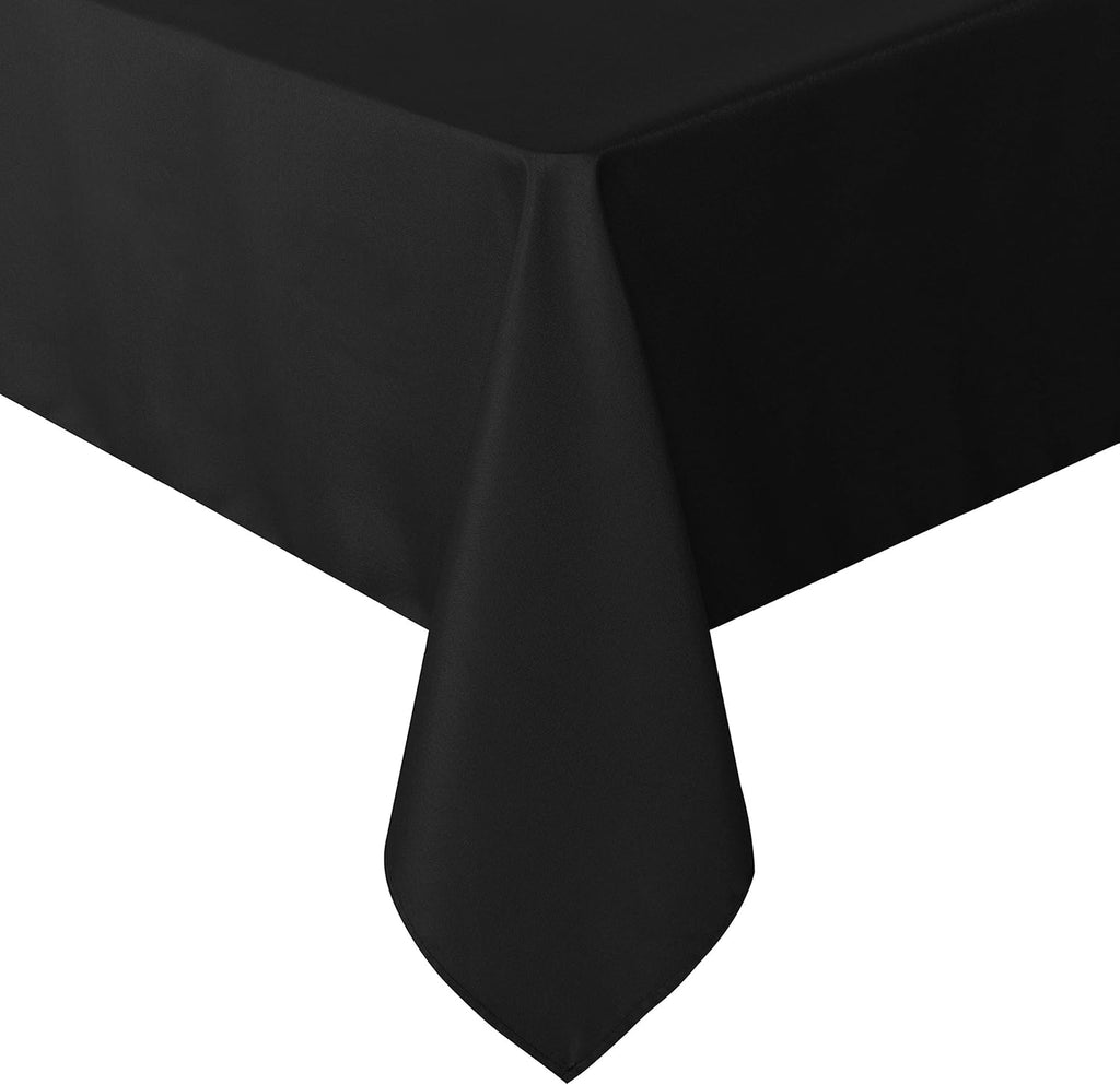 Rectangle Tablecloth - 60 x 84 Inch - Stain and Wrinkle Resistant Washable Polyester Table Cloth, Decorative Fabric Table Cover for Dining Tables, Buffet Parties and Camping, Black