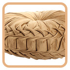 Kathfly Set of 4 Decorative Round Pleated Throw Pillows, Classy Velvet Pumpkin Round Throw Pillows, Decorative Floor Pillow for Bed Chair Home Sofa Decor, 14" Diameter(Colorful)