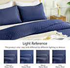 Quilts Queen Size - Ultra Soft Navy Blue Quilt Lightweight Microfiber Bedspreads, Classic Basket Weave Pattern Bedspread Bed Coverlet 3 Pieces for All-Season (1 Quilt, 2 Pillow Shams) | Breathable material, Easy care